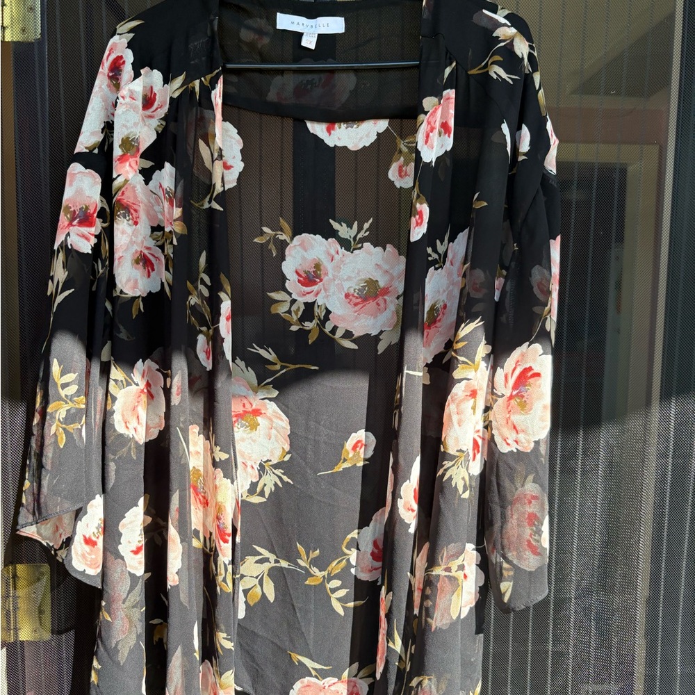 Black Floral Kimono by Marybelle